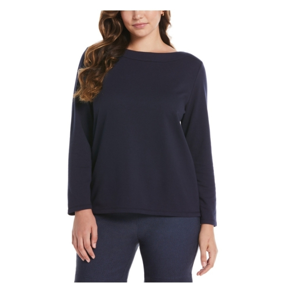 Rafaella Boatneck Top, M, Navy, NWT